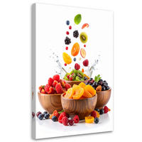 LEINWANDBILD Bunte Früchte in Schalen 60x90cm - Multicolor, Textil (60/90cm) - Feeby
