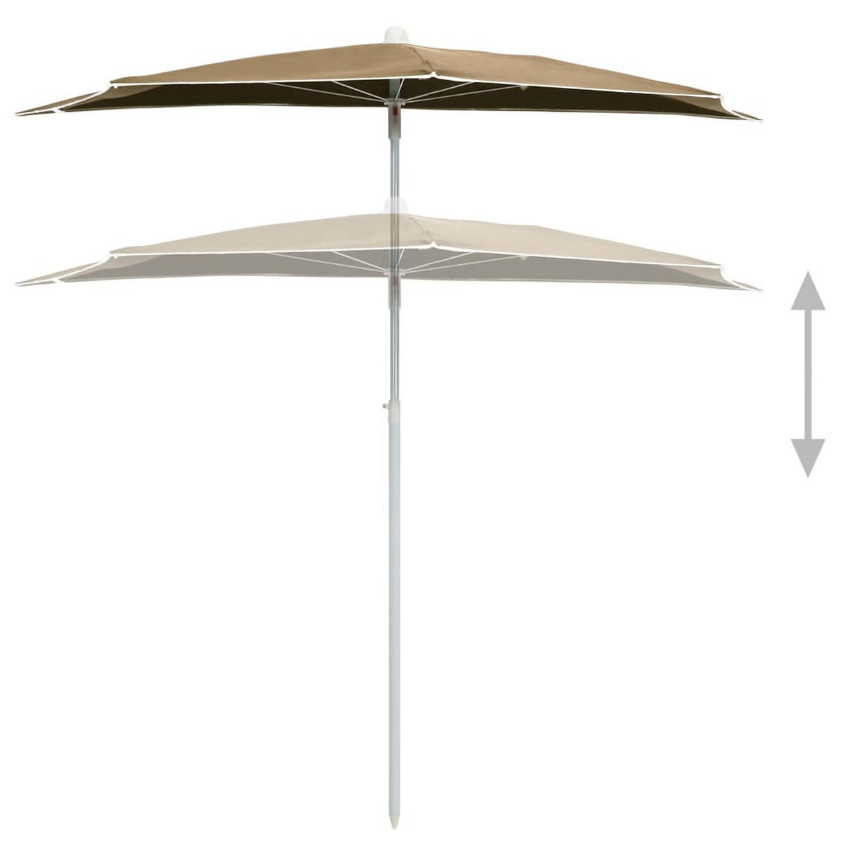 HALB-SONNENSCHIRM mit Mast 180x90 cm Taupe - Taupe, Metall (90/180cm) - furnicato