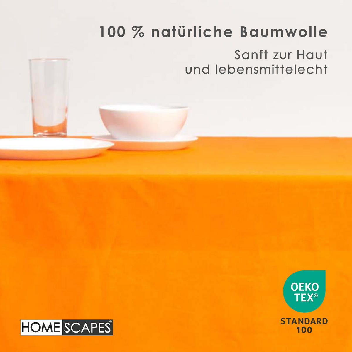 TISCHDECKE orange 178/300 cm, 100% Baumwolle - Orange, Textil (178/300cm) - Homescapes