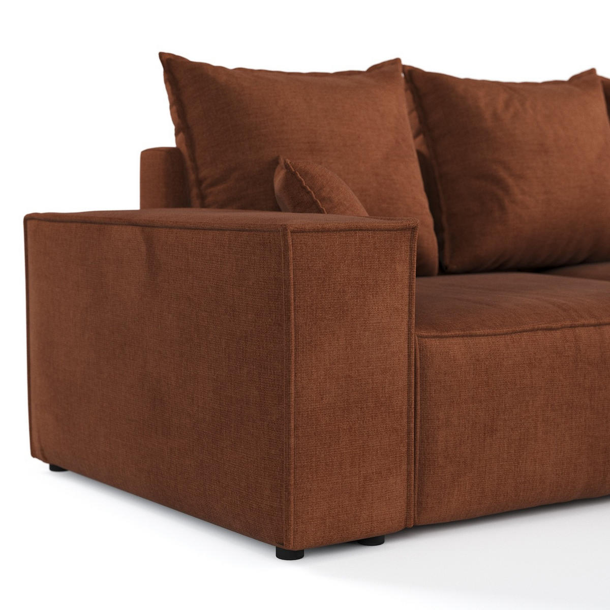 ECKSOFA SENSO mit Schlaffunktion Kupfer im Wind Stoff - Schwarz/Kupferfarben, Holz/Holzwerkstoff (255/148cm) - AltaBeds