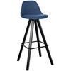BARHOCKER PALMA Blau Stoff Schwarz - Blau, Holz/Textil (38/99/44cm) - DELUKE