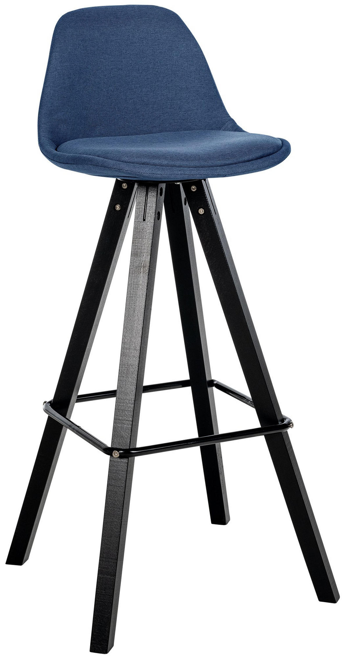 BARHOCKER PALMA Blau Stoff Schwarz - Blau, Holz/Textil (38/99/44cm) - DELUKE