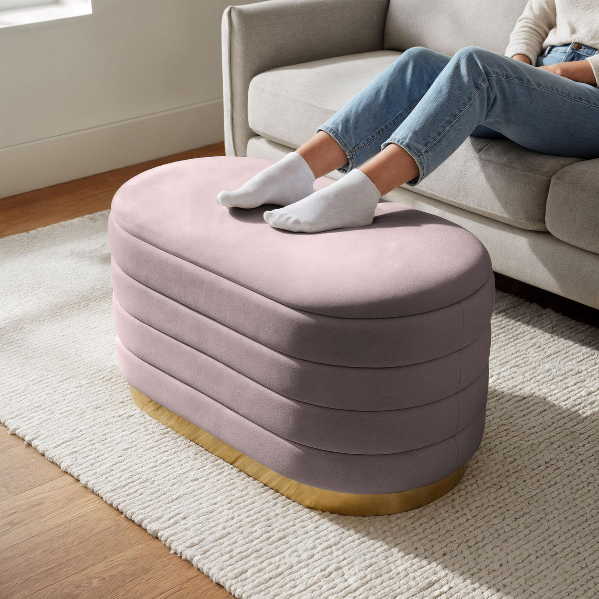SITZBANK Altrosa - Pink, Textil/Metall (80/42/42cm) - Akord