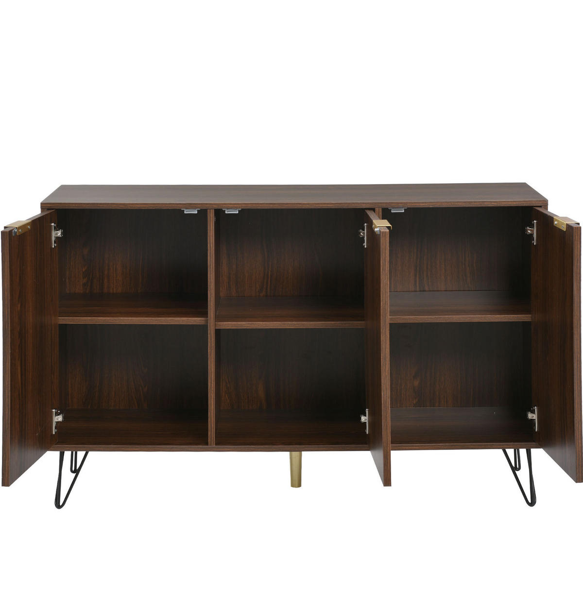 SIDEBOARD 120/38/76,5 cm in Natur mit 3 Türen und schwarzen Eisenfüßen - Naturfarben, Holzwerkstoff (120/76.5/38cm) - Flora Grace