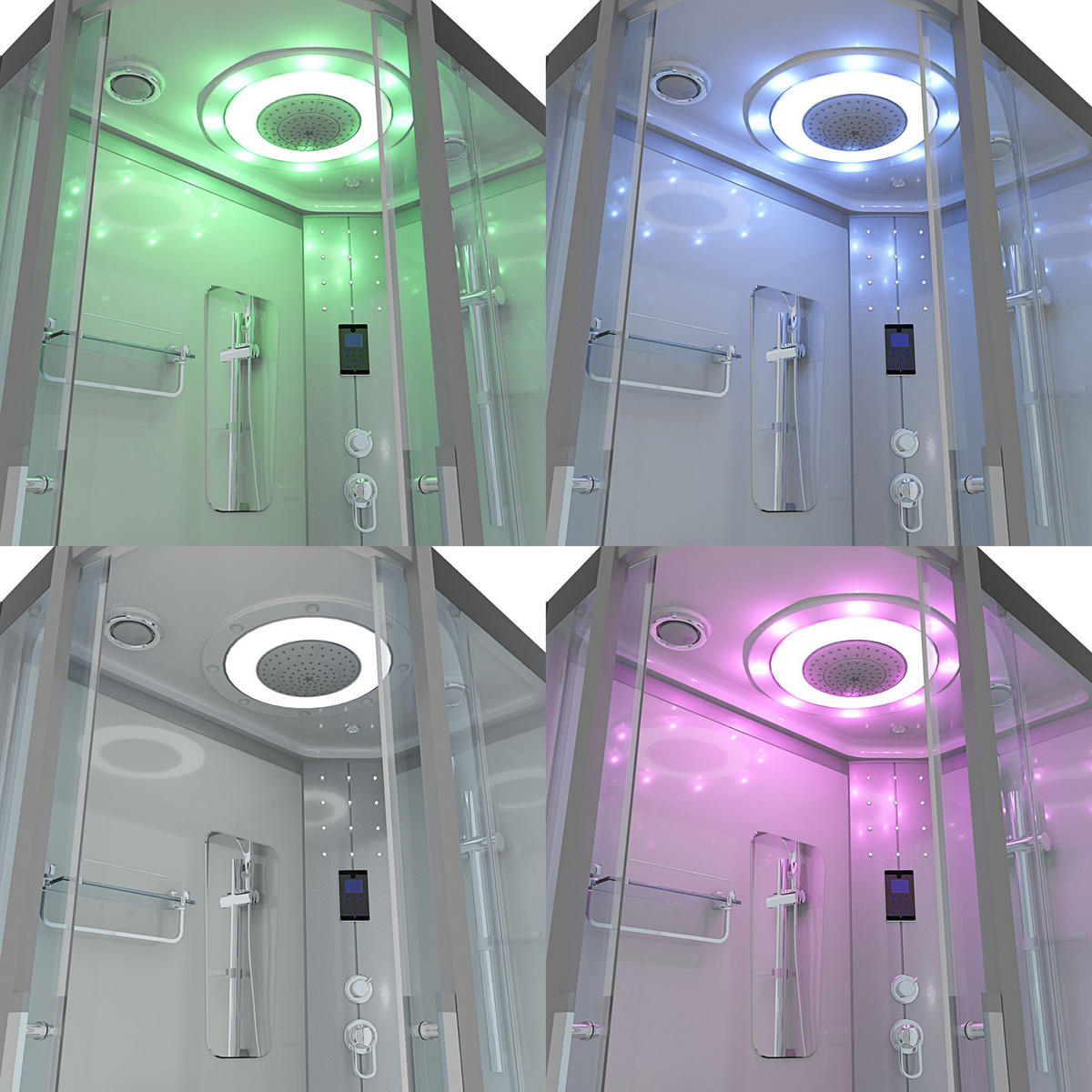 DUSCHE Dampfdusche D60-70T2L-EC Weiß 120x80 - Weiß, Glas/Kunststoff (120/80/215cm) - AcquaVapore by Sandra Jentho