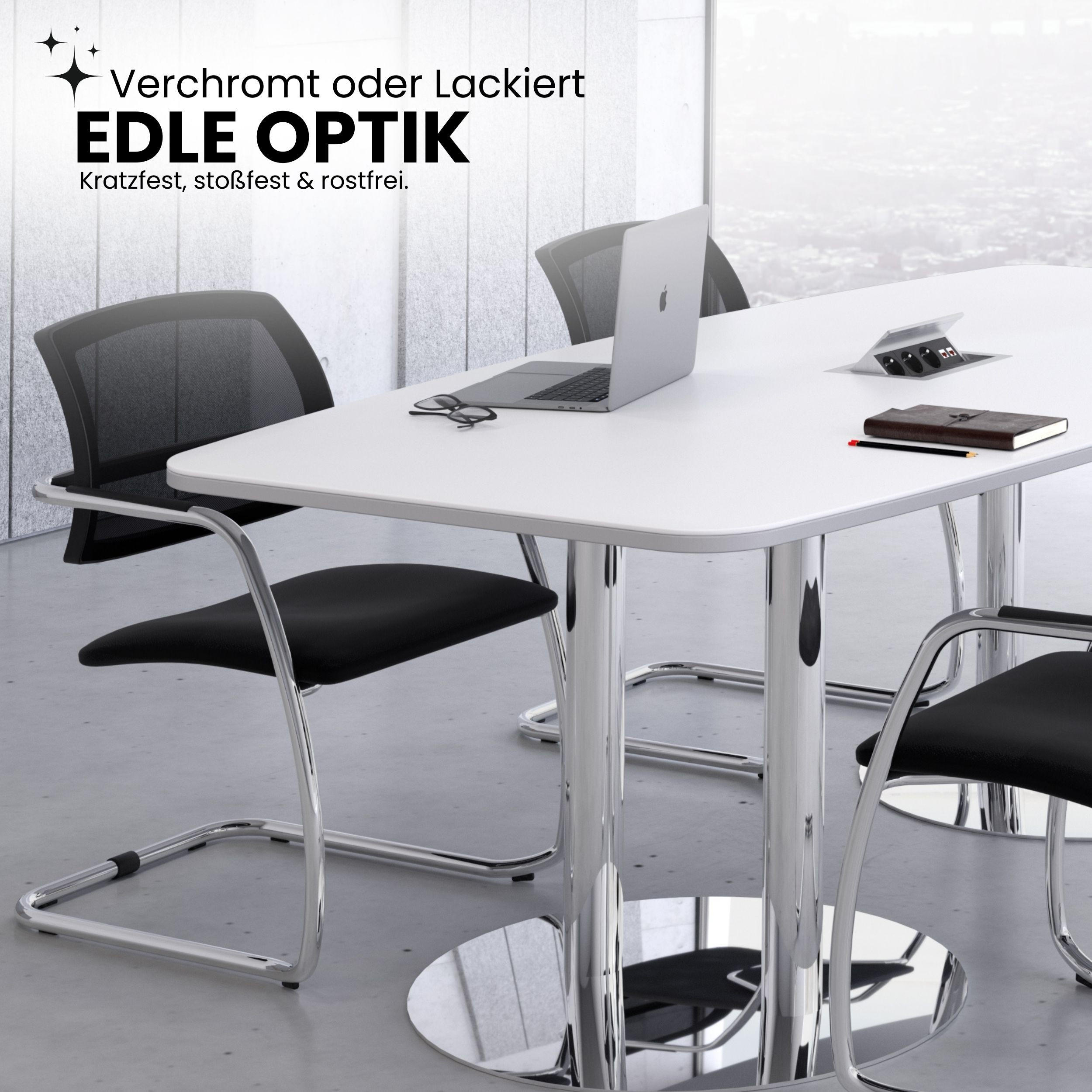 Thumbnail - bümö Konferenztisch, Weiß, Graphit, Holzwerkstoff, Nachbildung, Oval, 520x74x130 cm, FSC Mix, Arbeitszimmer, Schreibtisc...