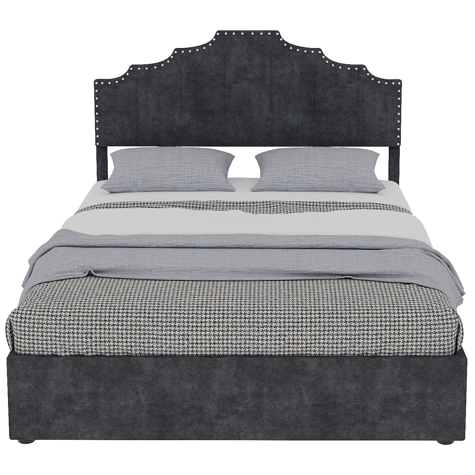 POLSTERBETT 160x200 cm Samt Stauraum hydraulisch grau - Grau, Textil (160/200cm) - LEBENLANG