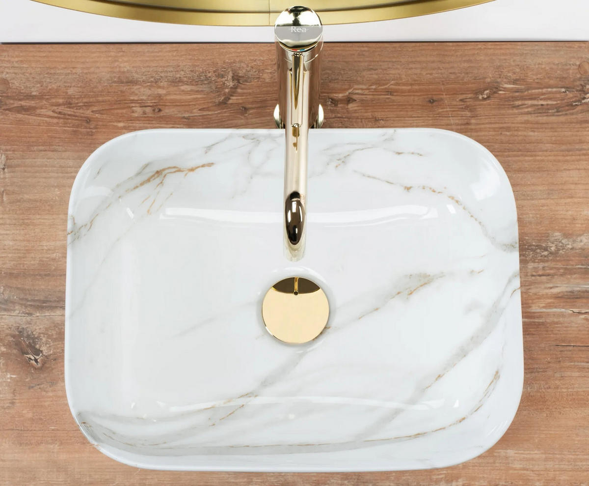 AUFSATZWASCHBECKEN Rea Demi Mini Aiax Shiny - Weiß, Keramik (31/14/40.5cm) - REA