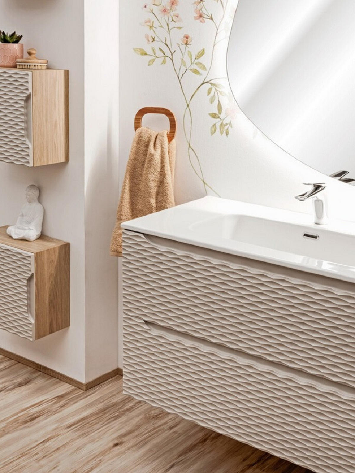 WASCHBECKENUNTERSCHRANK 80 cm 2 Teile - Ocean Beige O BM442 in Beige / Geölter Eiche - Beige, Holz (80/57/46cm)