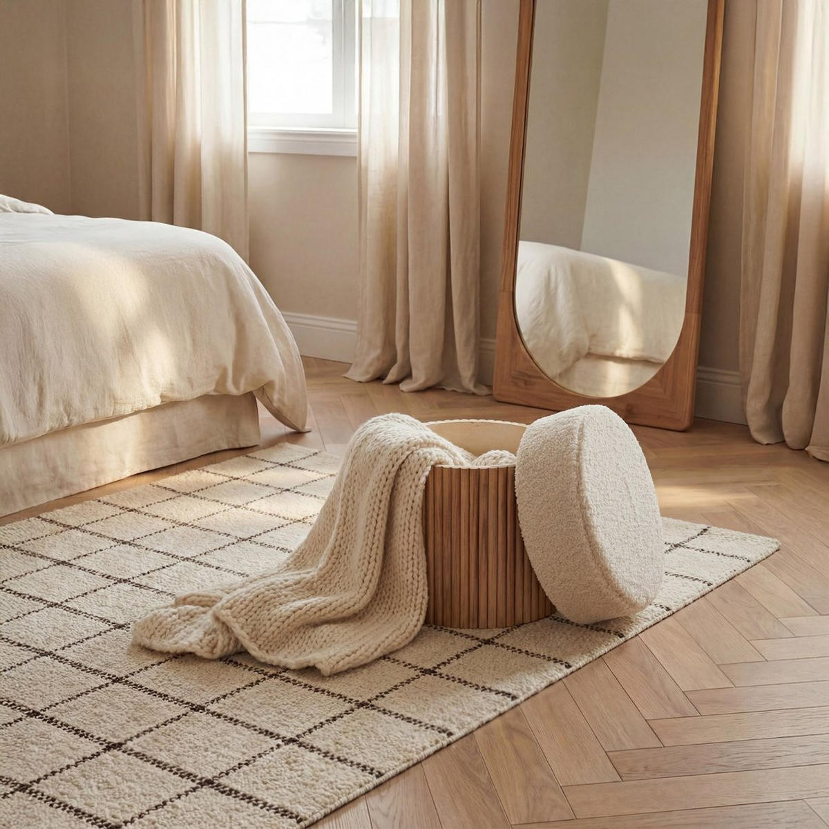 POUF Naira Weiß 43 cm x 45 cm - Weiß, Textil (43/45/43cm) - Klast Home