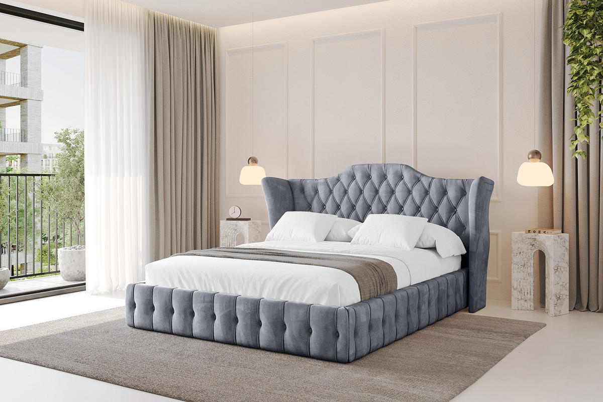 POLSTERBETT mit Bettkasten und Lattenrost, Boxbett ohne Matratze - MODY 180x200 Grau - Grau, Holzwerkstoff/Textil (180/200cm) - ALTDECOR