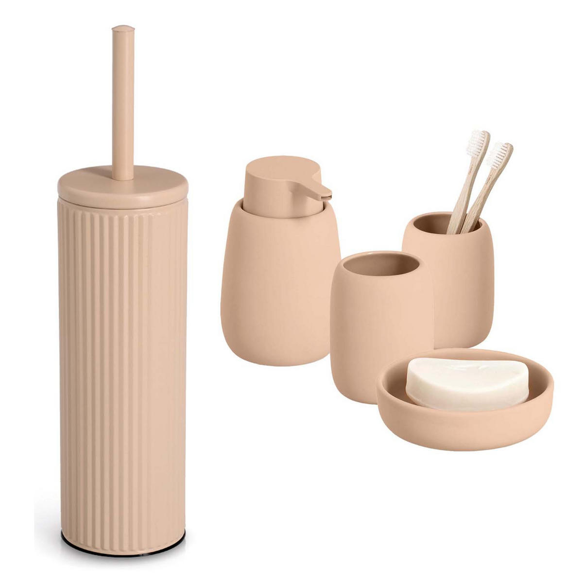 BADACCESSOIRES - Keramik, Mandel, 5-teiliges Set - Creme, Keramik (9.7/40/9.7cm) - Zeller Present
