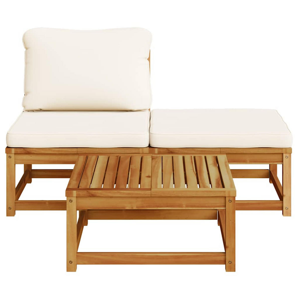 GARTEN-LOUNGE-SET 3-TLG. Mit Kissen Massivholz Akazie - Braun, Holz - vidaXL