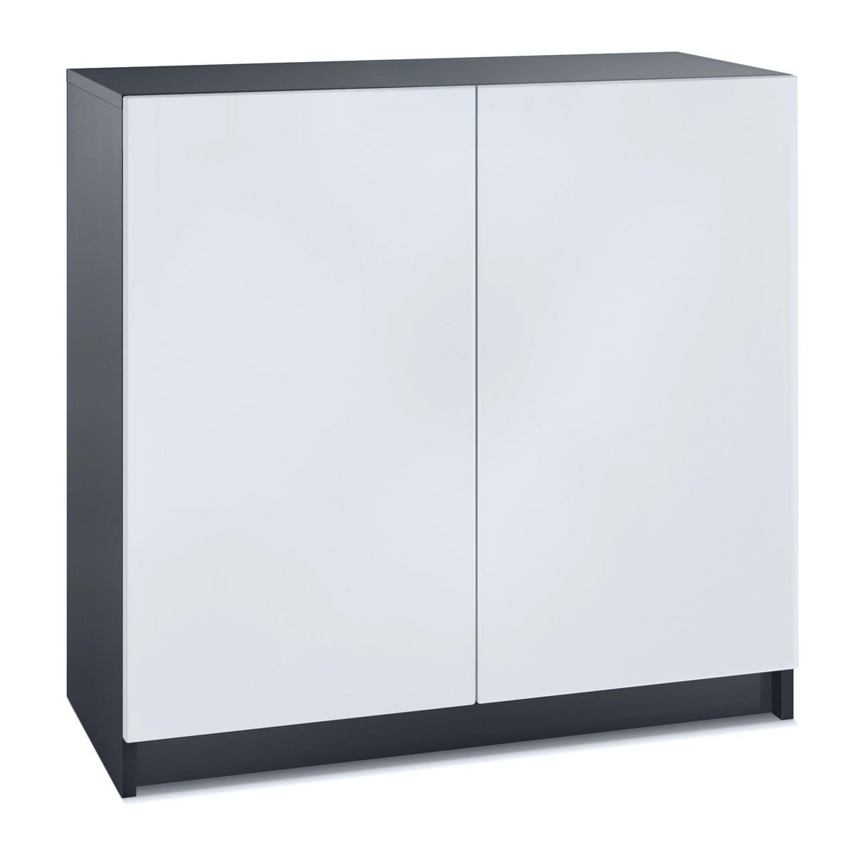 KOMMODE Elona, Büroschrank mit Soft-Close & Push-to-Open, Aktenschrank, Home Office & Büro, Schwarz/Weiß matt (82 x 78 x 37 cm) - Weiß, Holzwerkstoff (82/78/37cm) - InnoFurn