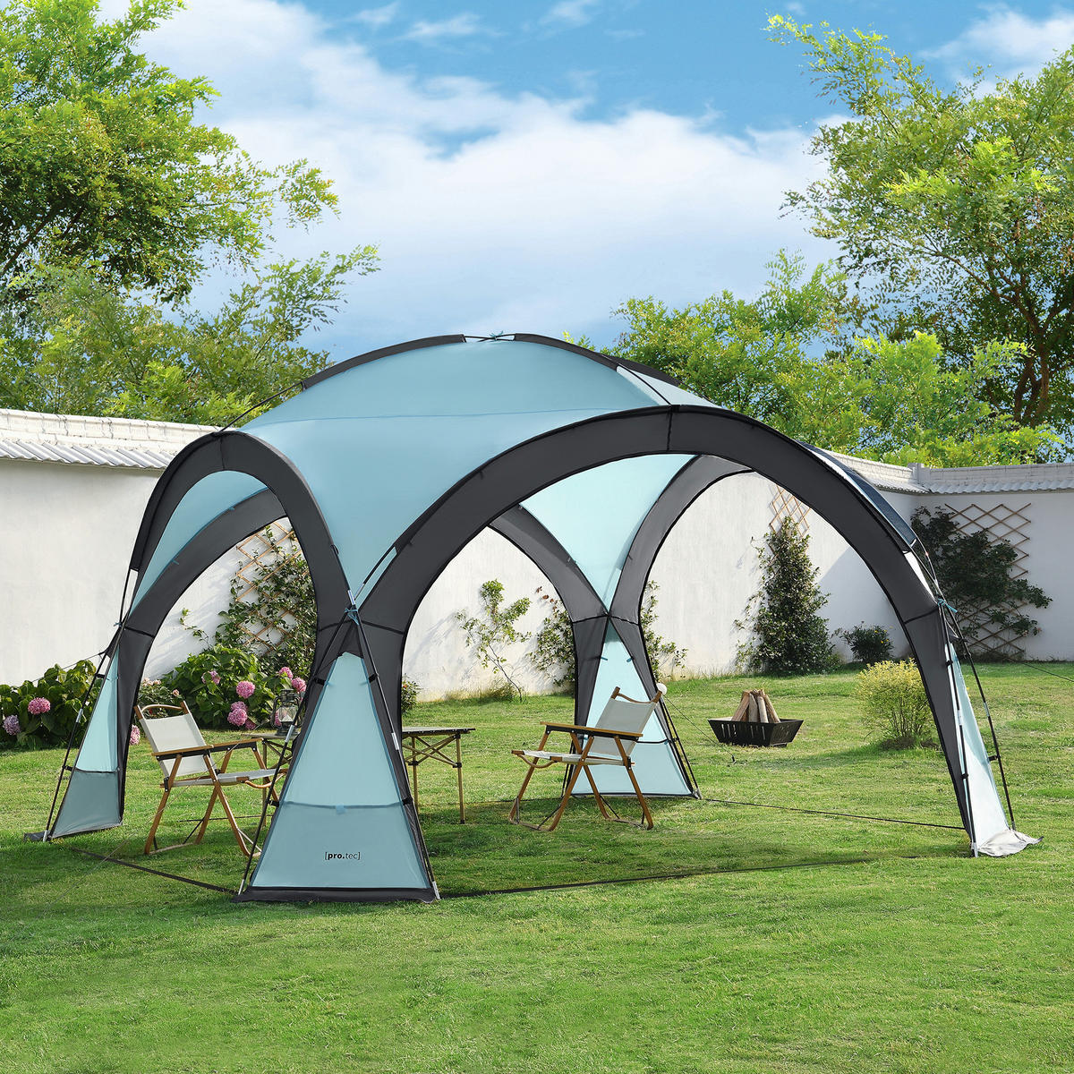 PAVILLON Grästorp - Dunkelgrau/Hellblau, Textil (345/247/345cm) - pro.tec