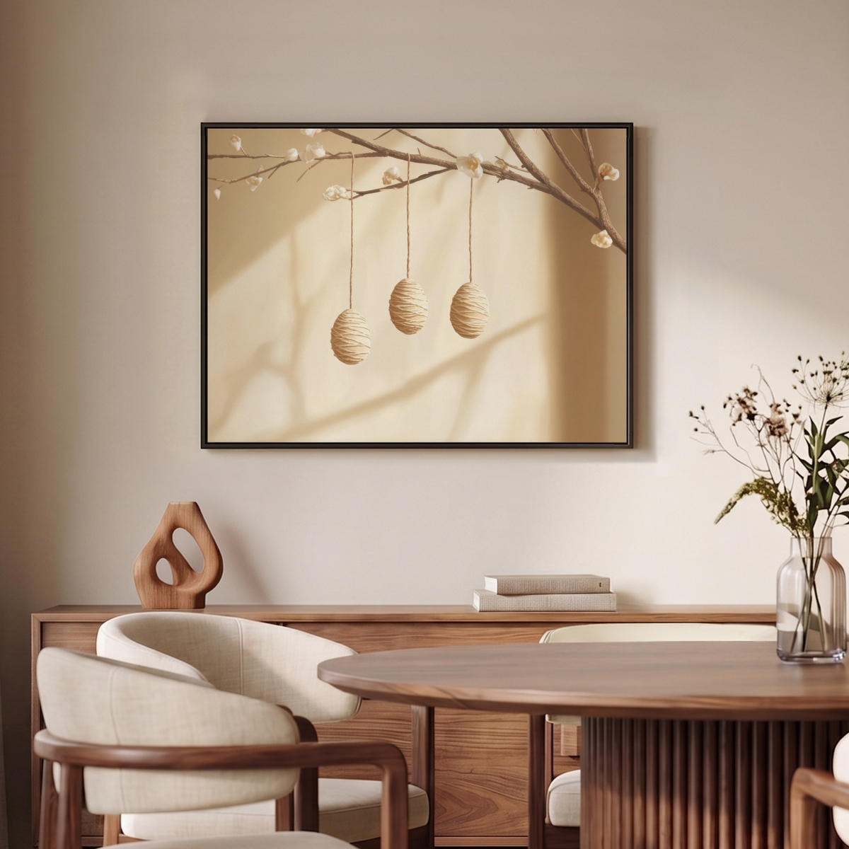 LEINWAND Bilder mit Rahmen - Beige - Osterkuchen - Eier - 80x60 - Beige, Textil (80/60cm) - MuchoWow