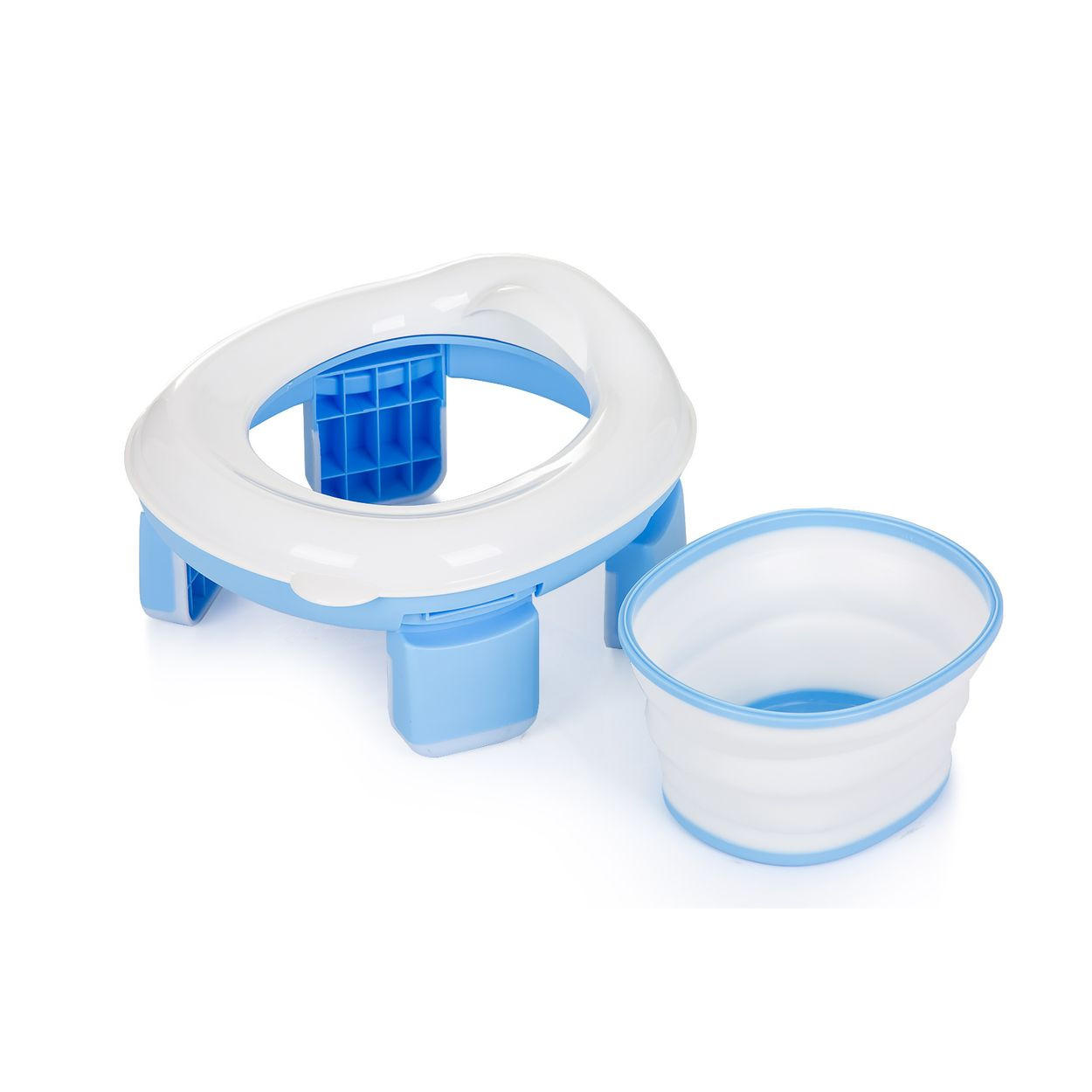 TOILETTENTRAINER Viaggio 2 in 1 blau Töpfchen, faltbar, Tragetasche, Spritzschutz, abnehmbarer Behälter - Blau, Kunststoff (26/28cm) - Chipolino