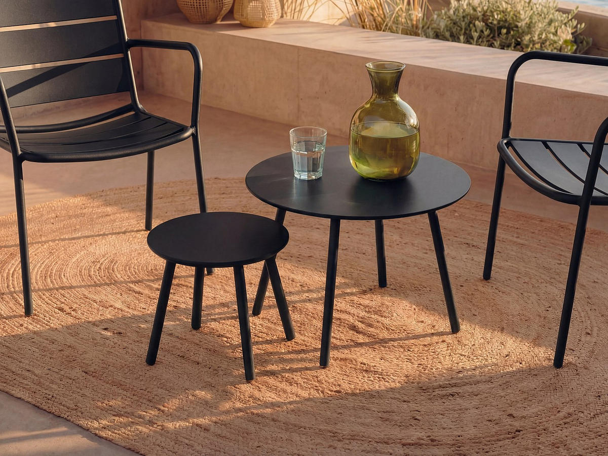 GARTENBEISTELLTISCH 2er-Set - 60 cm x 60 cm - Metall - Schwarz - MIRMANDE - Schwarz, Metall (60/60/34cm) - Vente-Unique