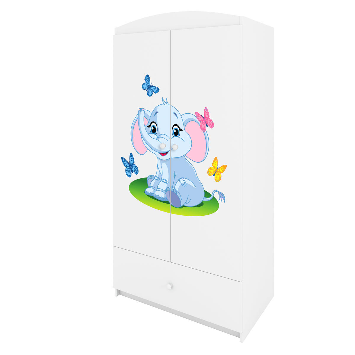 KINDERKLEIDERSCHRANK Elefant 90/175/52 - Weiß, Holzwerkstoff (90/175/52cm) - Kocot Kids