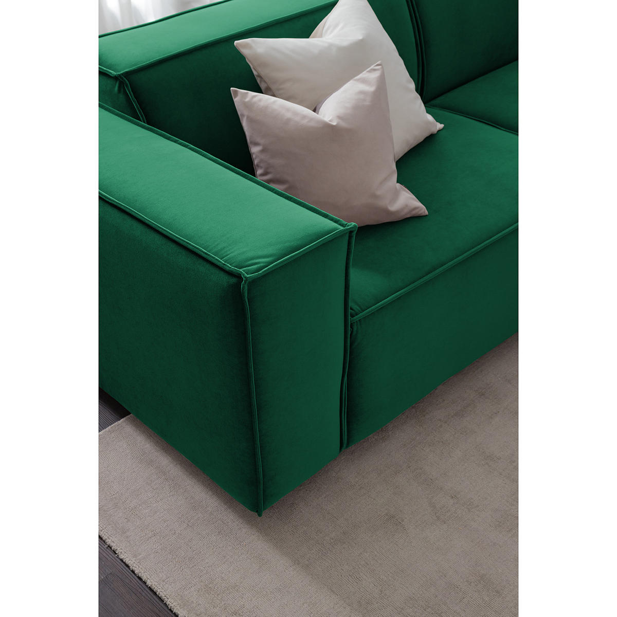 ECKSOFA mit Longchair - Dunkelgrün/Schwarz, Kunststoff/Textil (294/177cm) - home24