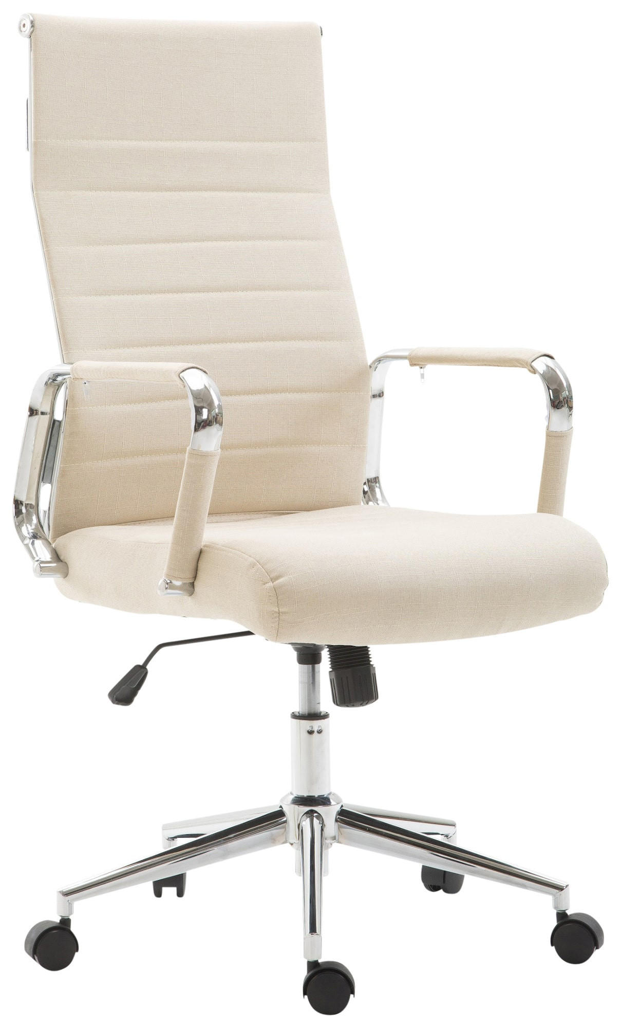 DREHSTUHL Stoff creme - Chromfarben/Creme, Textil/Metall (58/105/66cm) - CLP