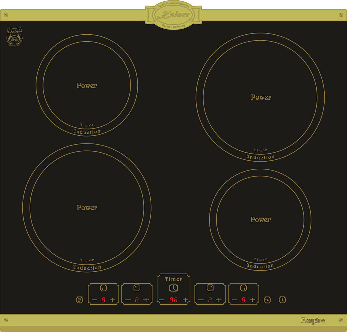 BACKOFEN-SET Elektro Backofen 60 cm EH 6355 Em Sil+KCT 6195 Iem Induktionskochfeld 60 cm - Schwarz, Metall (59.4/59.4/56.6cm) - Kaiser Küchengeräte