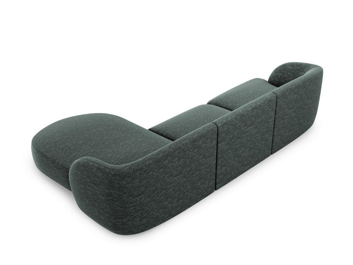 ECKSOFA rechts Miley aus Chenille-Stoff petrol 4 Sitzplätze - Petrol, Textil (156/255cm) - Micadoni