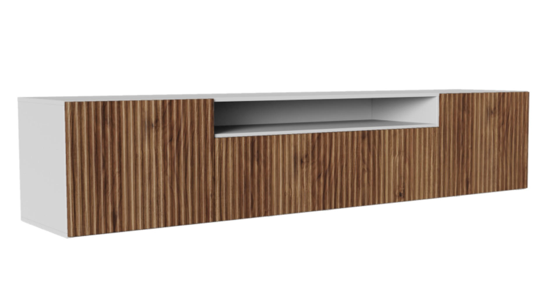 TV-LOWBOARD Weiß NOELI Hängend Mit Gerillten Fronten Für Fernseher - Braun, Holzwerkstoff (200/40/41cm) - Sepro Meble