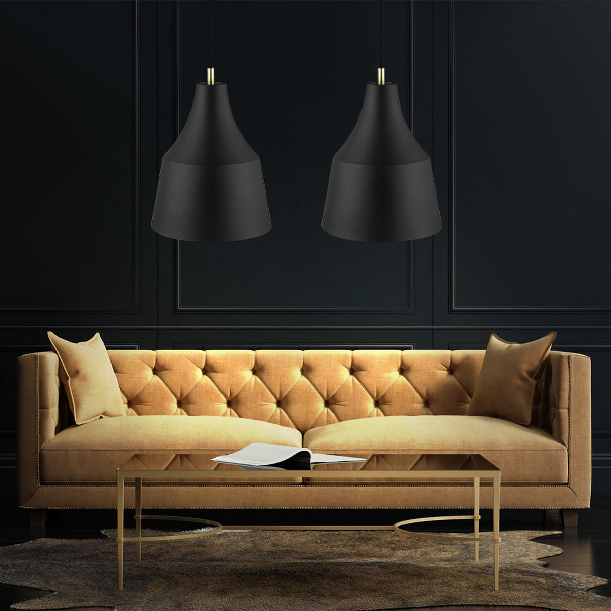 LED HÄNGELEUCHTE GRACE Textil Schwarz - Schwarz, Metall (25/25/33cm)