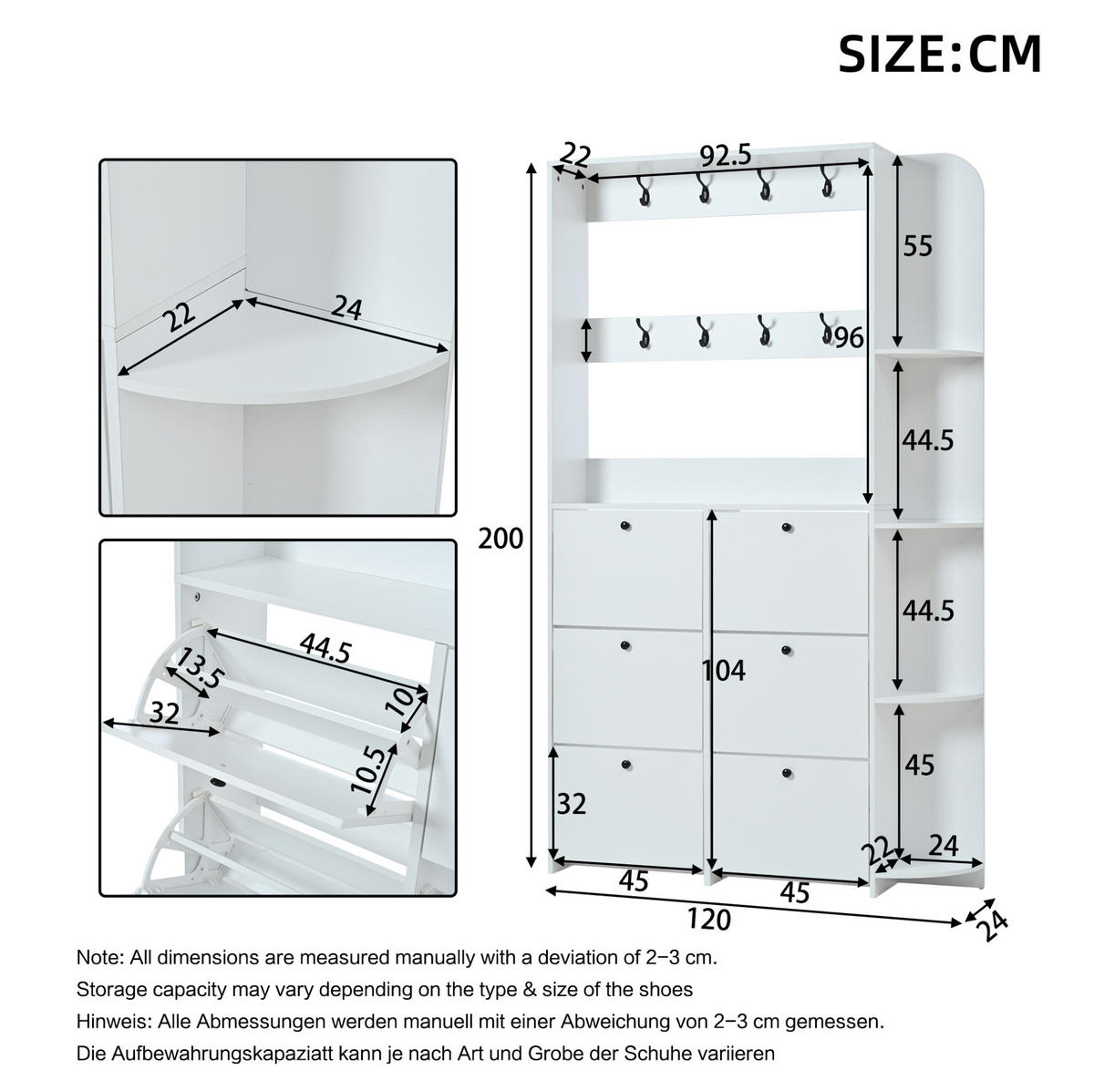 GARDEROBE 120/200/24 cm Weiß aus Spanplatte mit Klapptüren - Weiß, Holzwerkstoff (24/200/120cm) - OKMYHOME