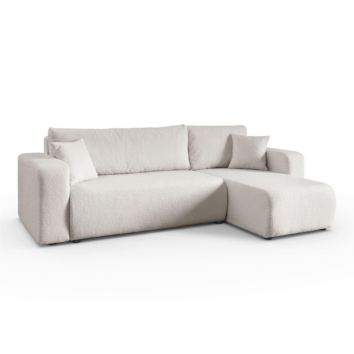 ECKSOFA VESPO L mit Schlaffunktion und Bettkasten - Ecru, Textil (247/143cm) - Lookway