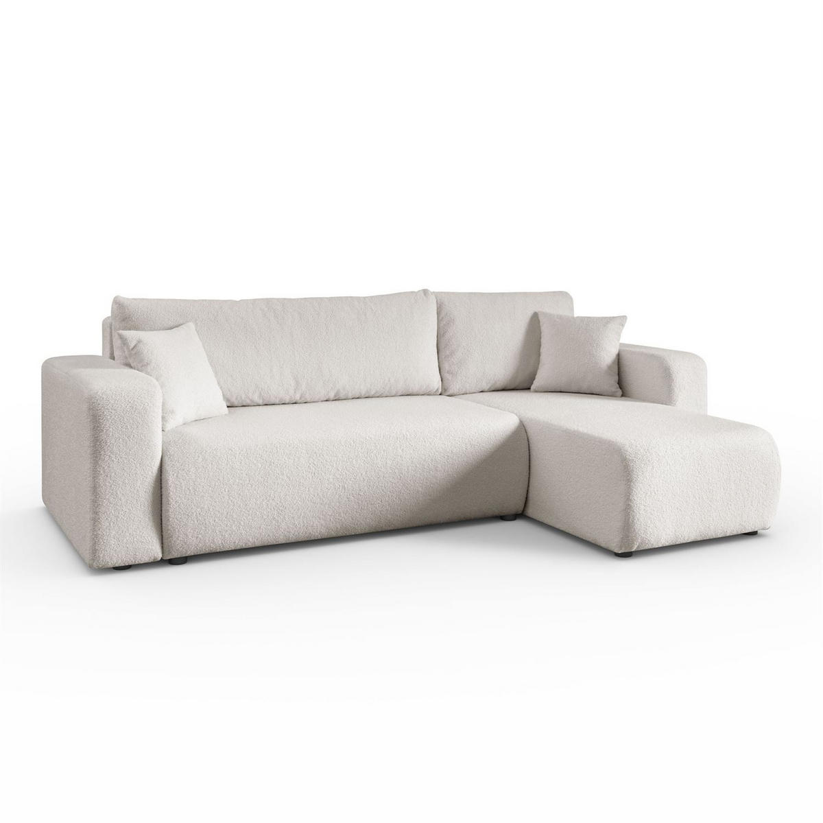 ECKSOFA VESPO L mit Schlaffunktion und Bettkasten - Ecru, Textil (247/143cm) - Lookway