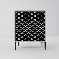 SIDEBOARD TESSELATED BLACKNESS, Grau, 57,5x42x72,5 cm, Schwarze Metallfüße - Multicolor/Schwarz, Holzwerkstoff/Metall (57.5/72.5/42cm) - SpaceRebels