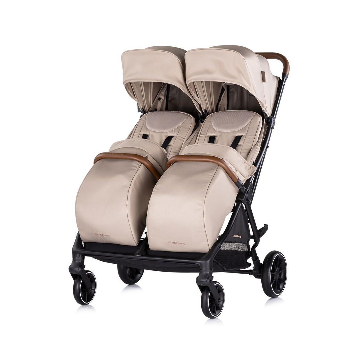 GESCHWISTERKINDERWAGEN Twinity beige Fußabdeckung Wickeltasche Becherhalter - Beige, Metall (67/75/105cm) - Chipolino