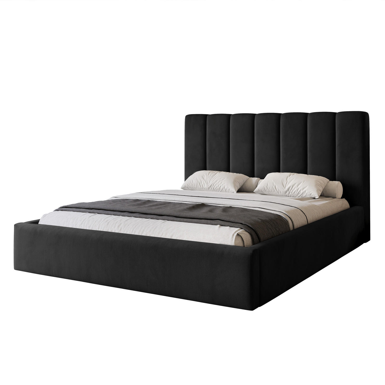 POLSTERBETT CIERO 180x200 cm Schwarz Samt (Stoff Magic Velvet) - mit Bettkasten und Lattenrost - Schwarz, Holzwerkstoff/Textil (180/200cm) - Ravio