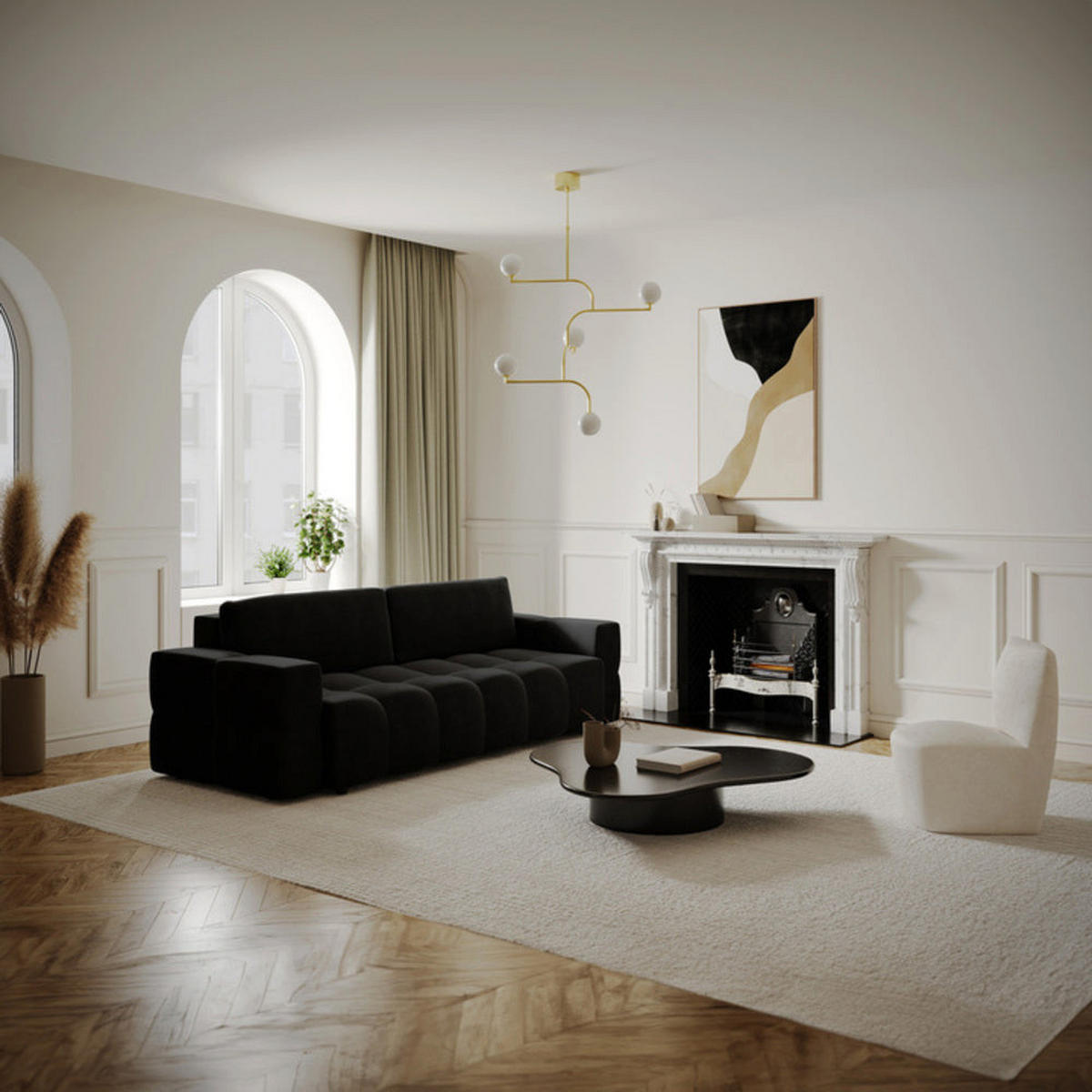 SCHLAFSOFA GERADE Samt Dunkles Anthrazit 247cm - Anthrazit, Textil (247/90/102cm) - Sia Home