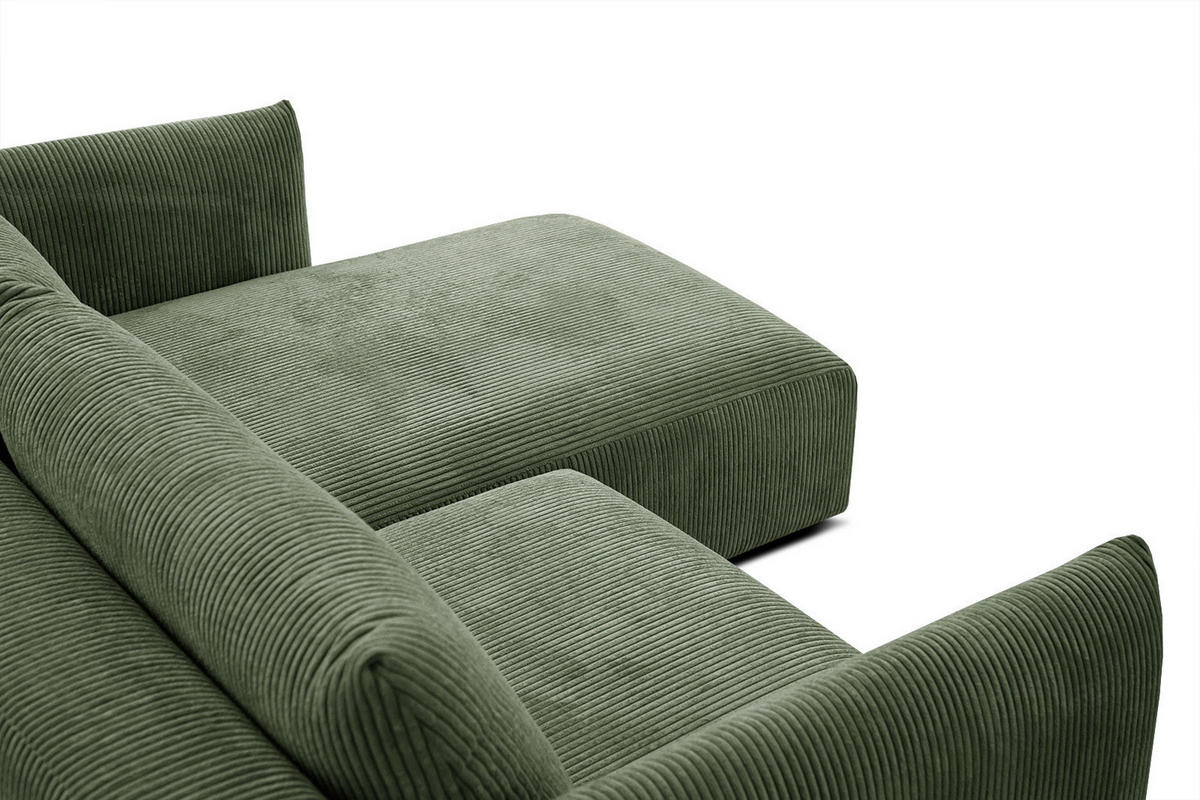 ECKSOFA TAUER 3-Sitzer, olivgrün - Schwarz/Olivgrün, Holzwerkstoff/Kunststoff (206/173cm) - Courtois Laville