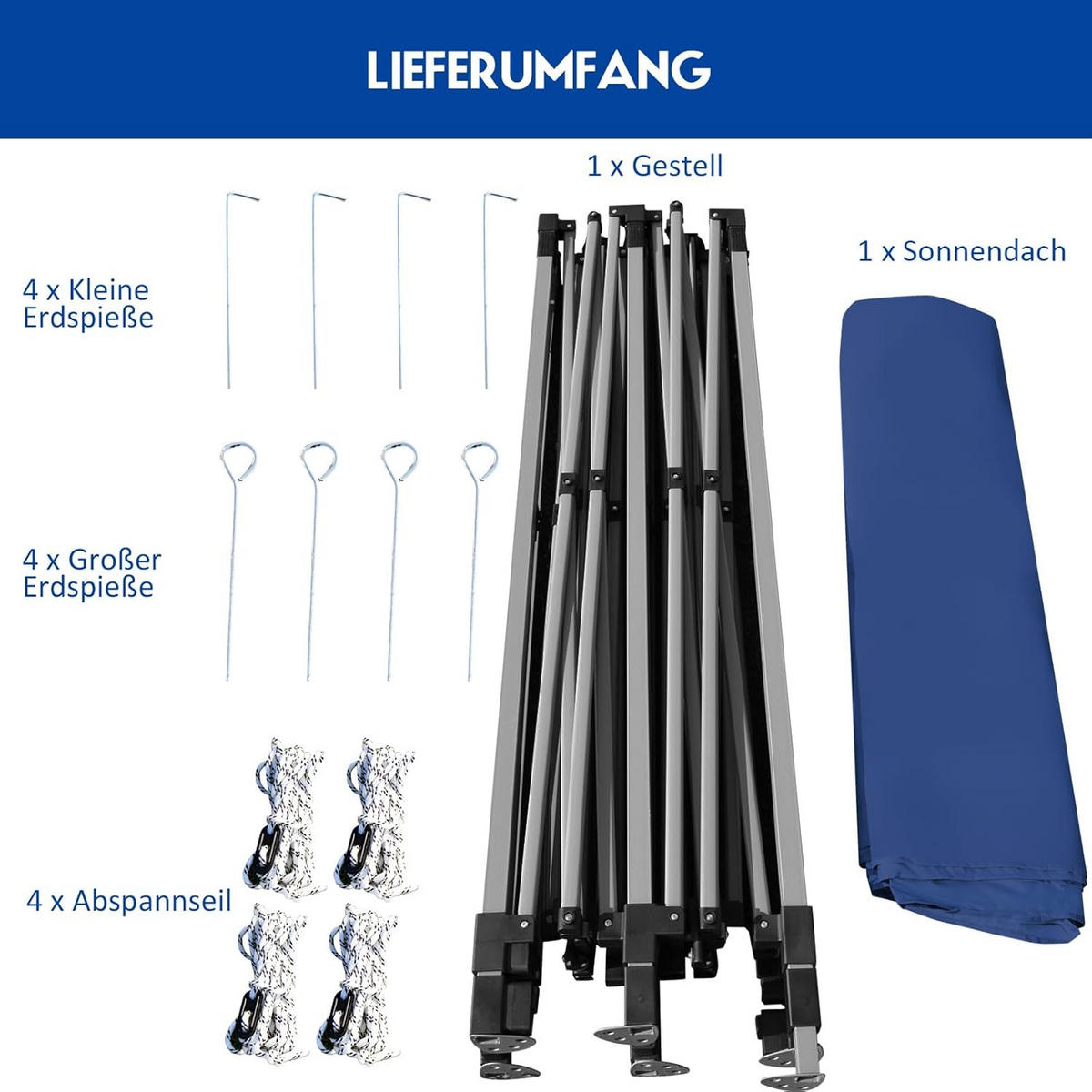 POP-UP-UBERDACHUNGSZELT Dunkelblau - Dunkelblau, Textil (300/335/300cm) - COSTWAY