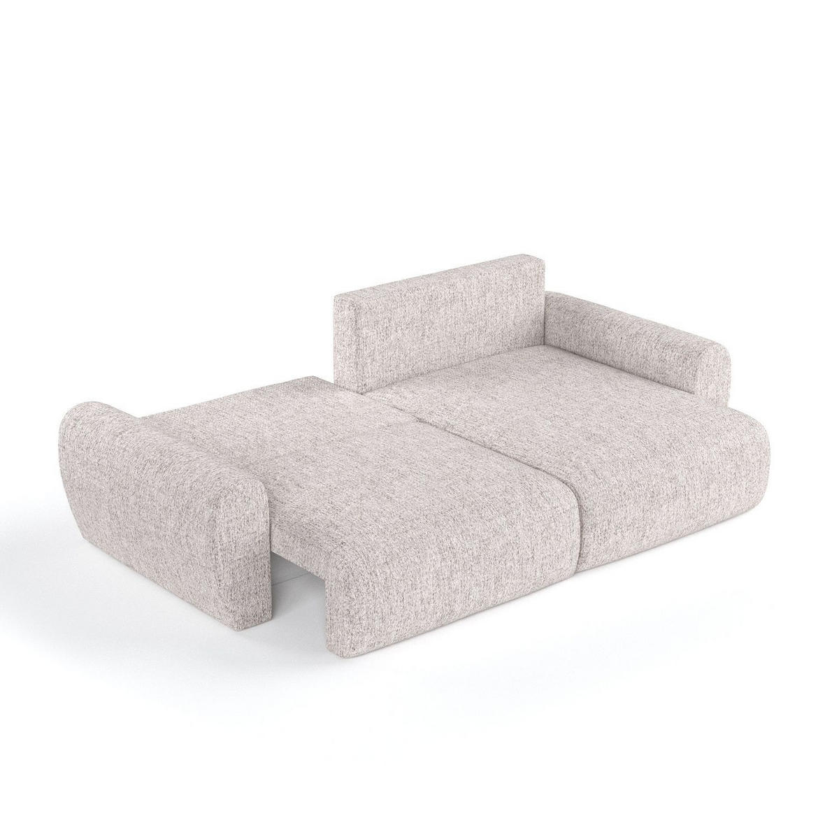 ECKSOFA OMARI mit Schlaffunktion Beige im Neve Stoff - Beige/Schwarz, Holz/Holzwerkstoff (253/153cm) - AltaBeds