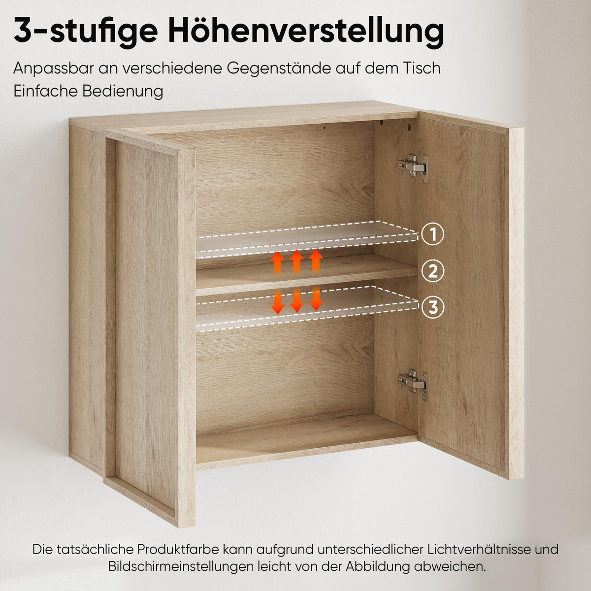 WANDSCHRANK Badezimmer Eichenoptik mit 2 Türen & griffloses Design - Eichefarben, Holzwerkstoff (60/58/21.6cm) - Urban Meuble