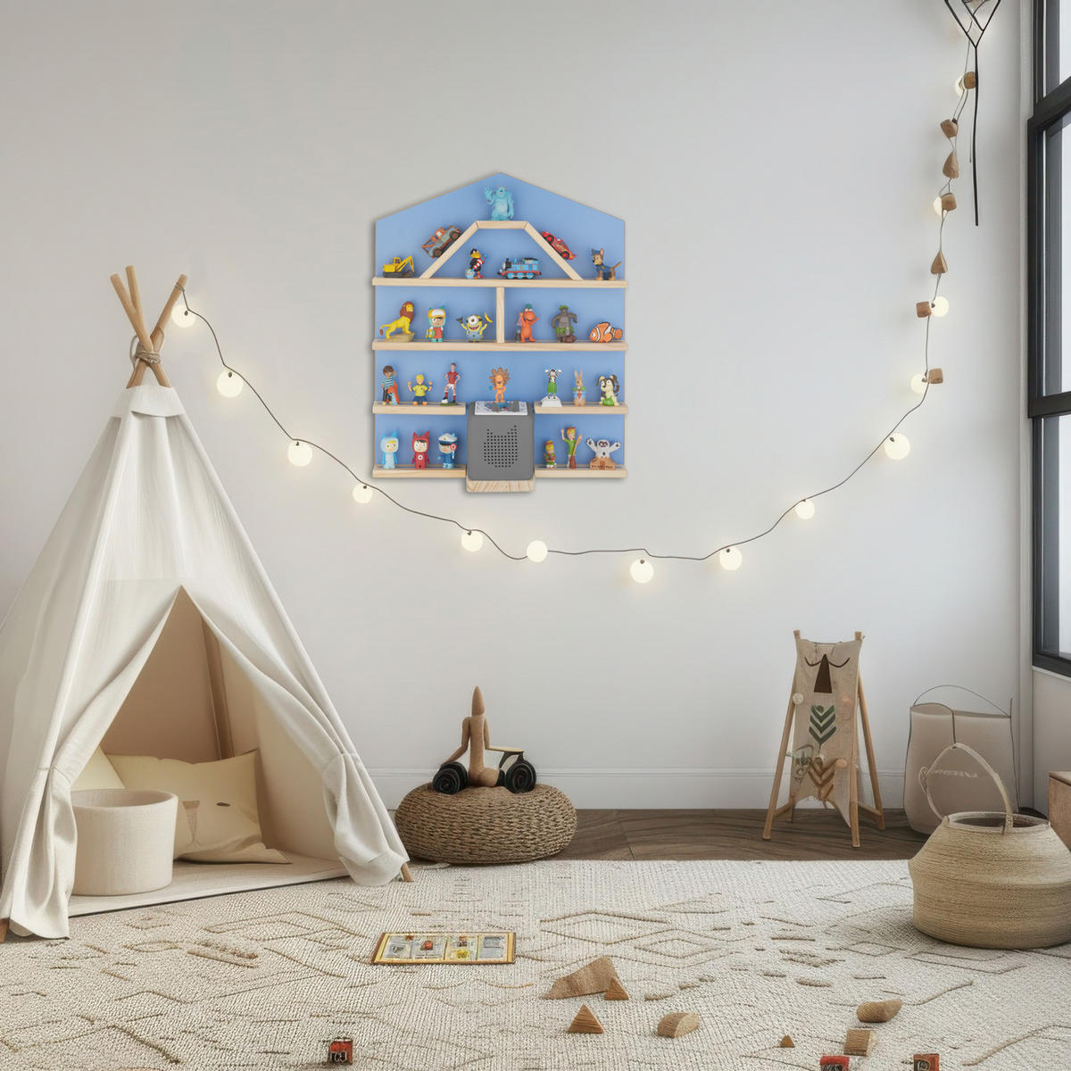 WANDREGAL Mylittle Story,50 x 15,5 x 60 cm, blau - Blau, Holz (50/60/15.5cm) - tectake