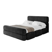 POLSTERBETT mit Bettkasten, Fußteil und Lattenrost, Bett mit Matratze H3/H4 - ELVA-Z 180x200 Schwarz - Schwarz, Holzwerkstoff/Textil (180/200cm) - ALTDECOR