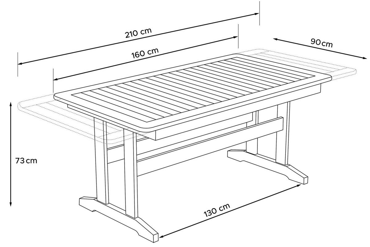 GARTENTISCH ALCES ausziehbar, aus massivem Kiefernholz, braun - Braun, Holz (160/90/73cm) - KONSIMO®