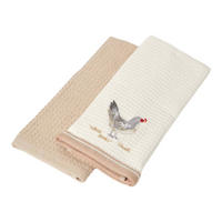 GESCHIRRTÜCHER Huhn, 2er-Set Waffelpiqué, 100% Baumwolle - Beige, Textil (40/60cm) - Homescapes