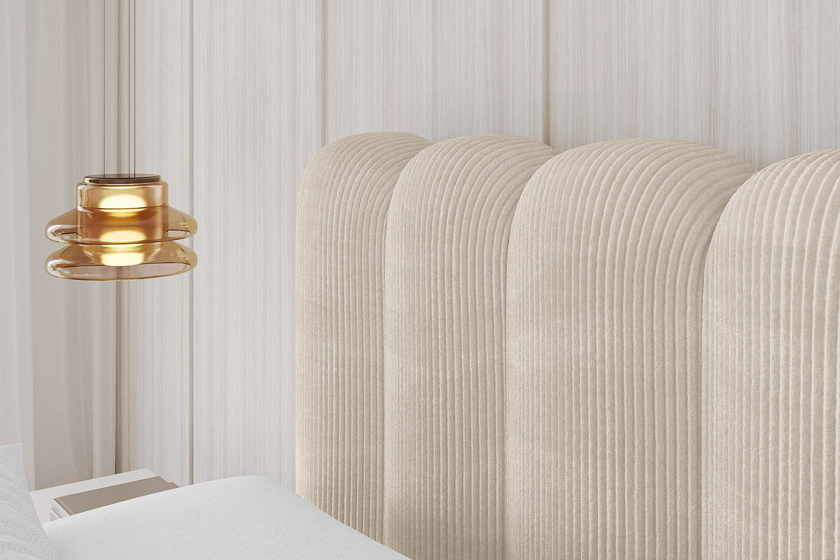 POLSTERBETT mit Bettkasten, Fußteil und Lattenrost, Boxbett ohne Matratze - SENA-Z 180x200 Beige - Creme, Holzwerkstoff/Textil (180/200cm) - ALTDECOR