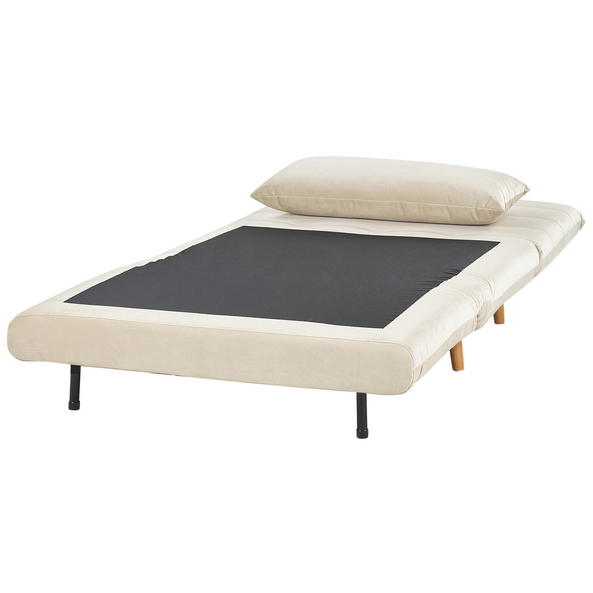 1-SITZER-SCHLAFSOFA Samtstoff Creme Setten - Creme, Textil (104/82/190cm) - Beliani