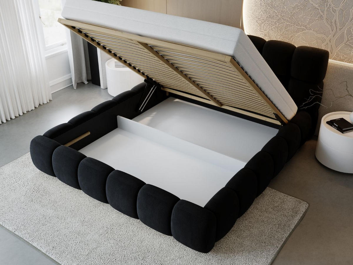 POLSTERBETT Modo 180x200 Schwarz - Schwarz, Textil (180/200cm) - Graingold