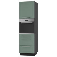 BACKOFEN-HOCHSCHRANK Kvantum D14/RU/3A Mint Matt / Schwarz Matt 60 / 59 / 207cm - Schwarz/Mintgrün, Holz/Holzwerkstoff (60/207/59cm) - Feldmann-Wohnen