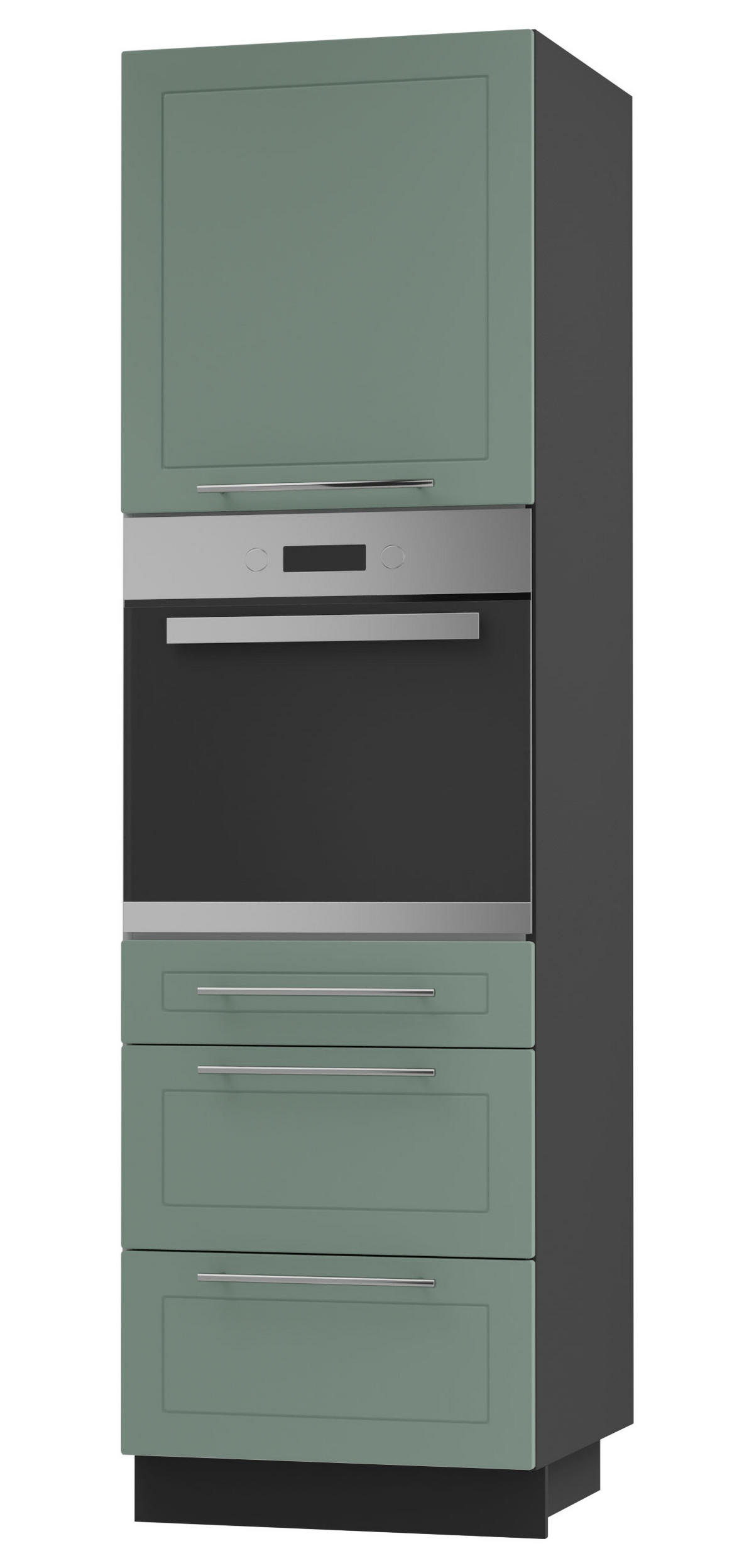BACKOFEN-HOCHSCHRANK Kvantum D14/RU/3A Mint Matt / Schwarz Matt 60 / 59 / 207cm - Schwarz/Mintgrün, Holz/Holzwerkstoff (60/207/59cm) - Feldmann-Wohnen