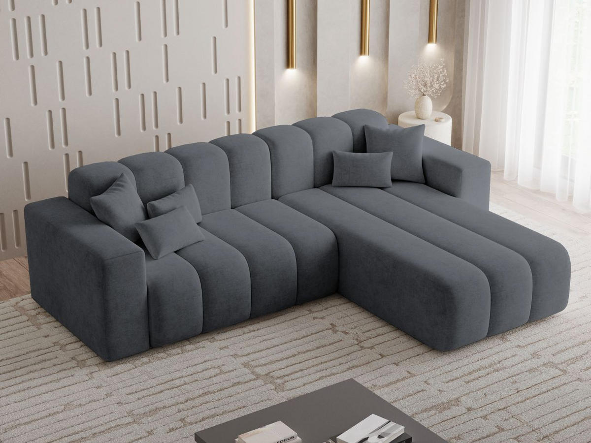 ECKSOFA Nork Dunkelgrau Rechts - Dunkelgrau, Holz/Textil (265/180cm) - Graingold